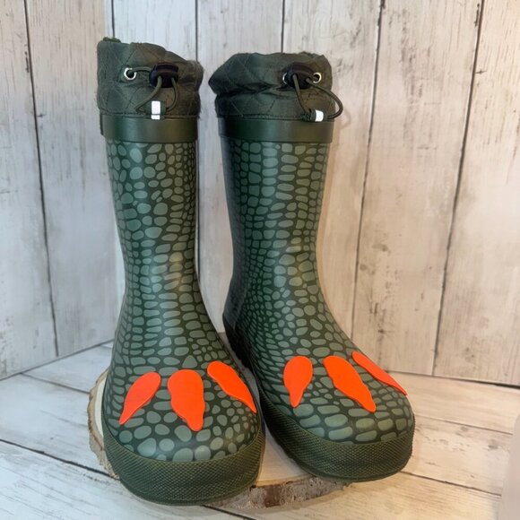 LONDON FOG Toby Boys Youth Snow and Rain Boots Insulated Winter WP Sz 5 Dinosaur - Picture 4 of 11